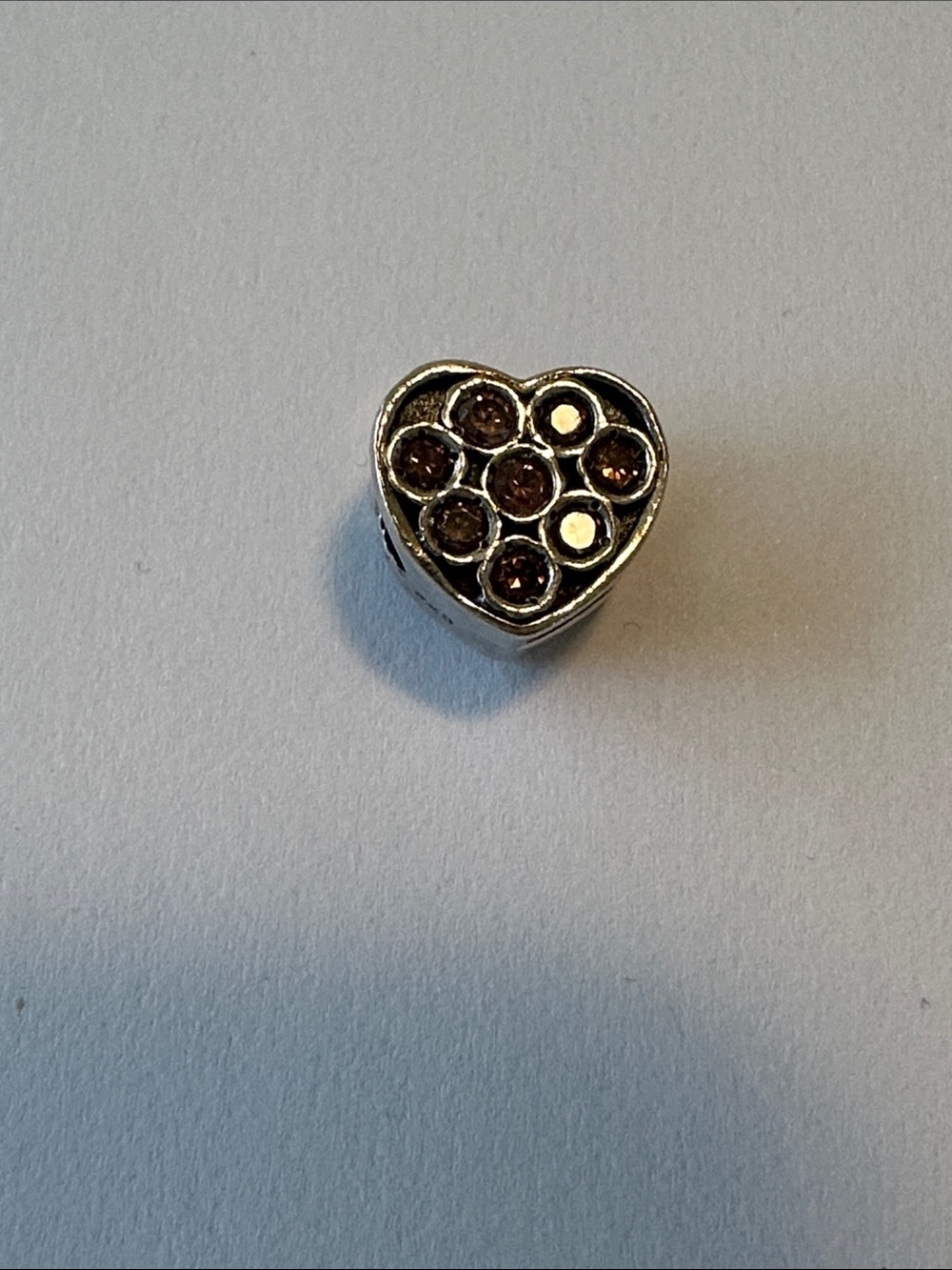 Chamilia Box of Chocolates Heart Charm with Brown Cubic Zirconia